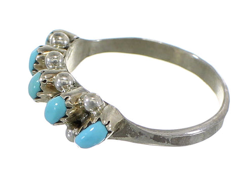Turquoise Needlepoint Zuni Sterling Silver Ring Size 8-1/4 EX56868